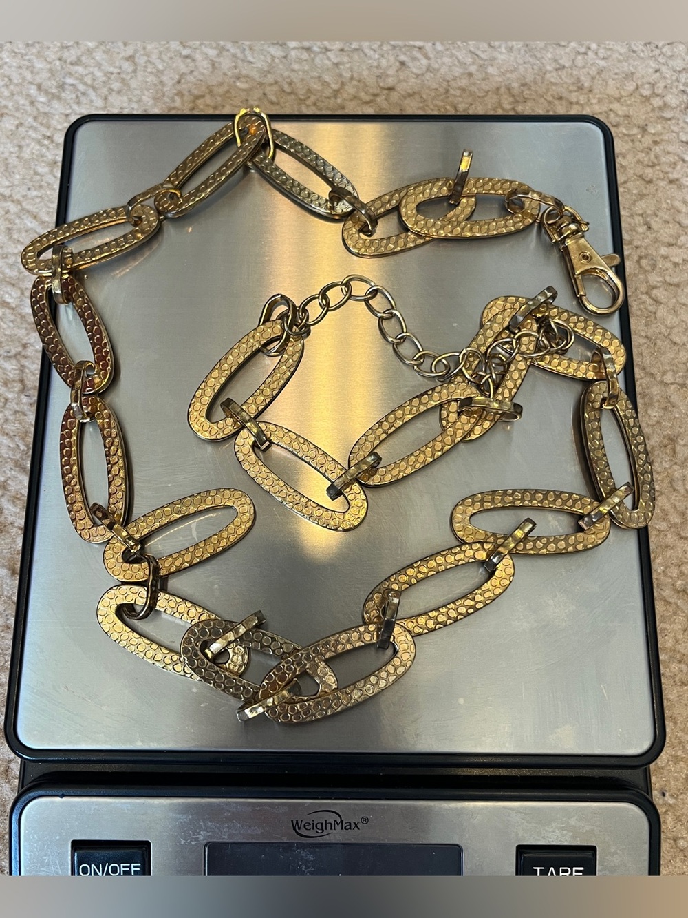 Gold Hammered Oval Link Belt